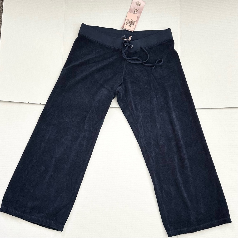NWT Y2K Original Juicy Couture Peck Blue Terry Cropped Crop Capri Pants Medium - Picture 7 of 7